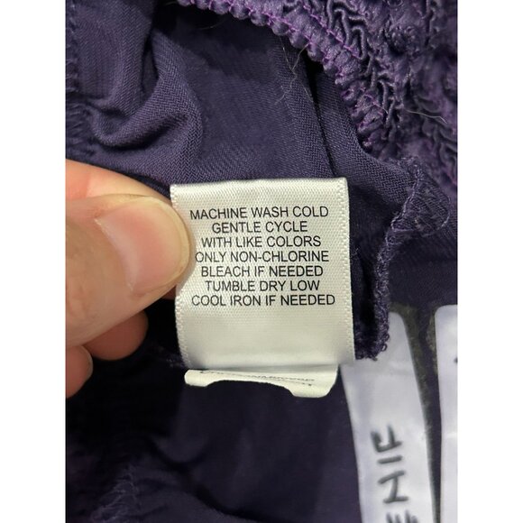 One World Pull On Wide Leg Pants Purple Sz XL Smocked Elastic Waist Boho Relaxed - Picture 9 of 11